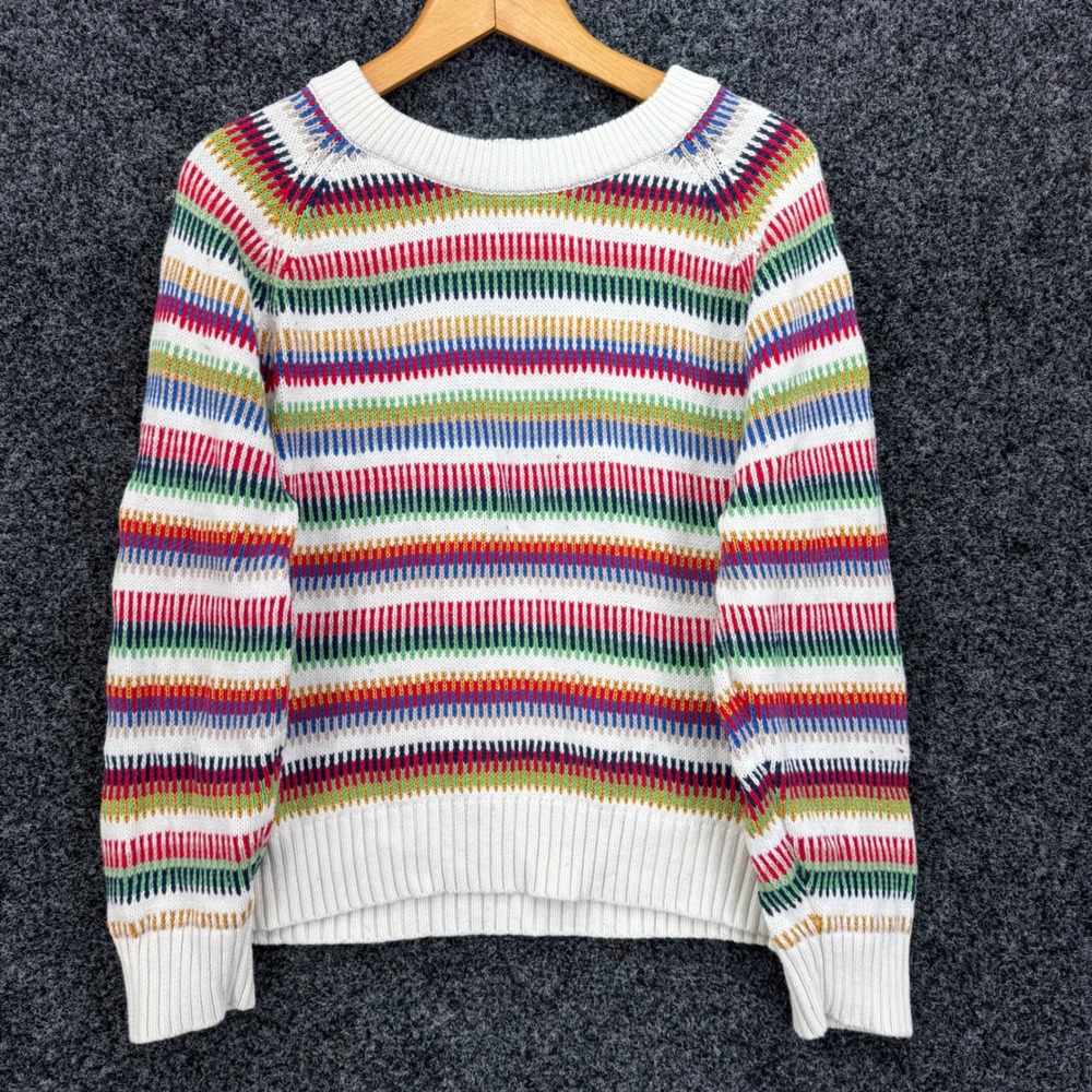 The Reeds Multi-Color Striped Cotton Blend Knit Sweater XL Raglan Crewneck